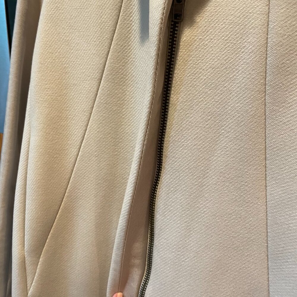 Women's Helmut Lang Long Coat Zip Front Lined Light Green Medium - Picture 3 of 4